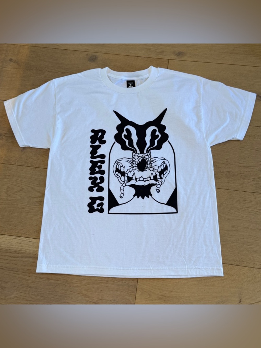 Hanes White Tee with Black Logo Neck Tag